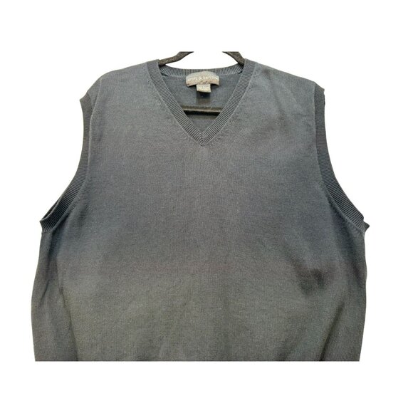 Croft & Barrow Mens Sleeveless V-Neck Sweater Vest L Black 100% Cotton - Picture 3 of 9